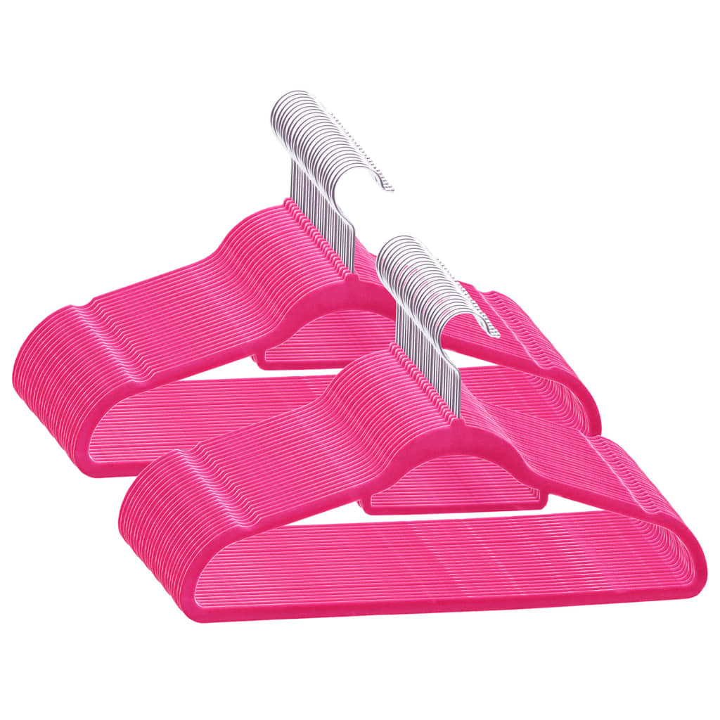Vidaxl 50-piece clothes hanger set non-slip velvet pink