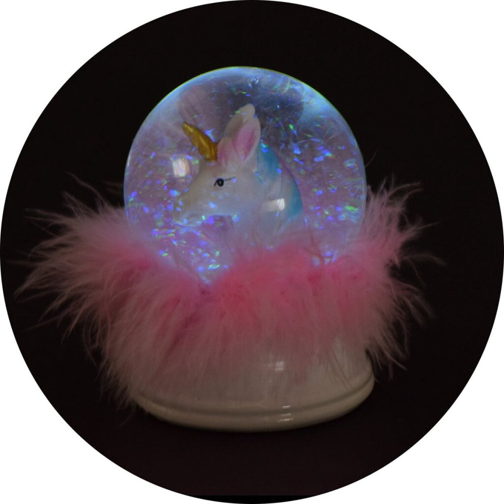 Licorne boule à neige cheval de rêve avec lumière