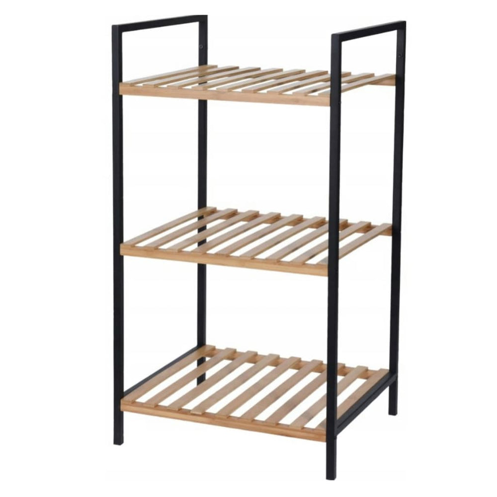 Solutions de salle de bain Solutions de salle de bain Rack de rangement avec 3 étagères de bambou et d'acier