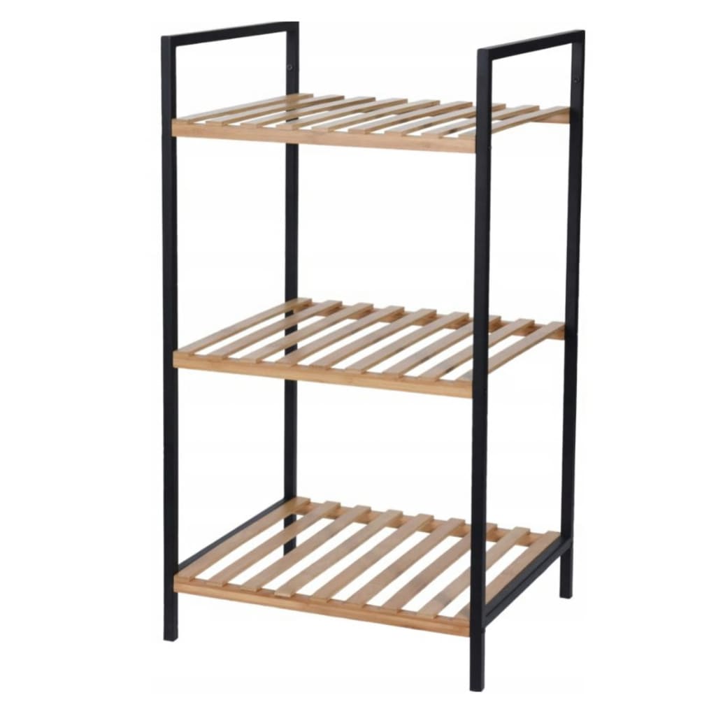 Solutions de salle de bain Solutions de salle de bain Rack de rangement avec 3 étagères de bambou et d'acier