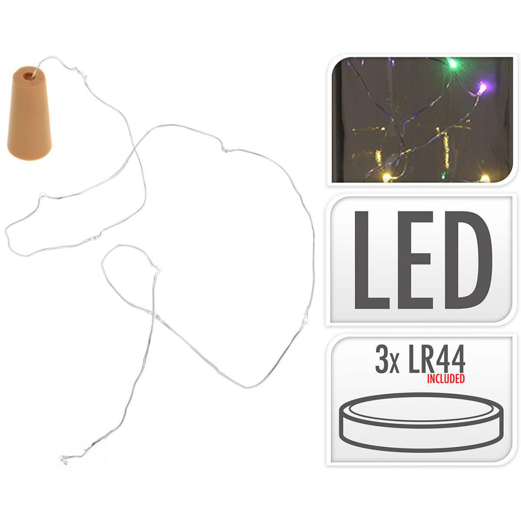 Sia bottle stopper light string with 8 multicolor LED lights IP44