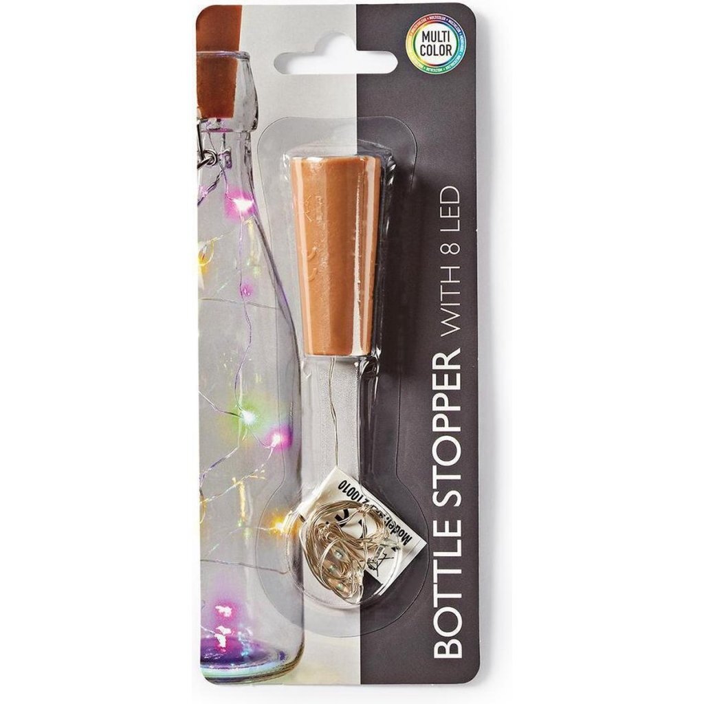 Sia bottle stopper light string with 8 multicolor LED lights IP44