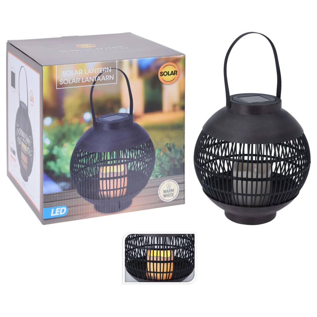 Progarden Lantern con candela solare LED rattan nero