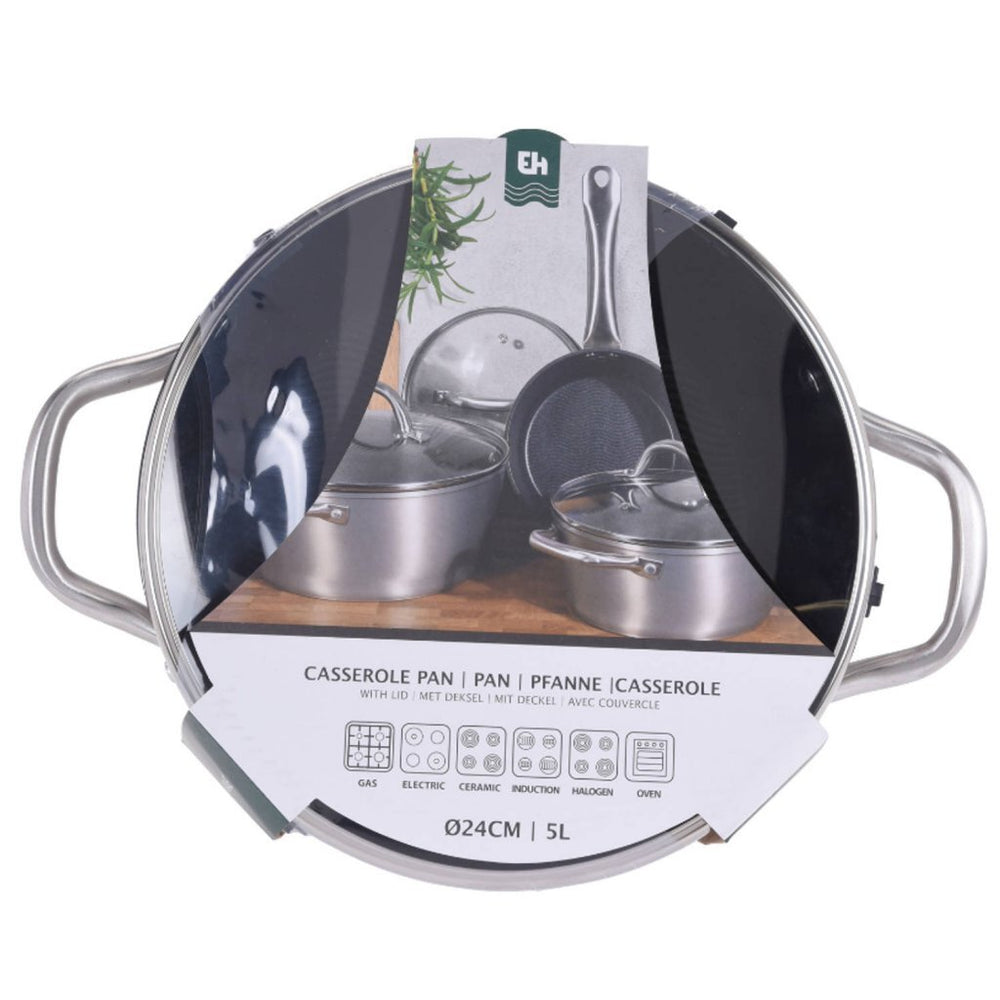 Excellent houseware pan 24 cm + glass lid