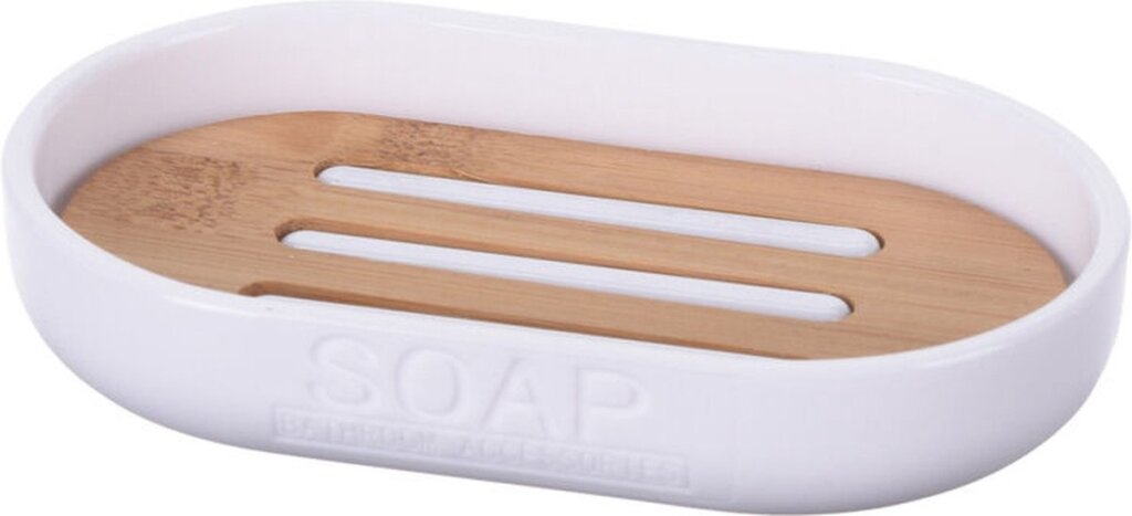 Miscellaneous doabuy soap dish 12.3x7.8x2.5cm ps bamboo white