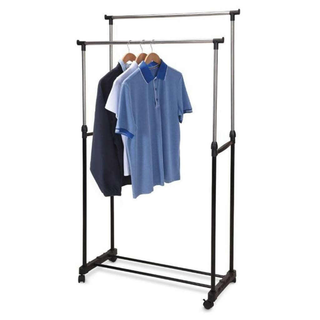 Soluzioni di stoccaggio rack per abbigliamento con ruote doppie 80x42x (90-160) cm