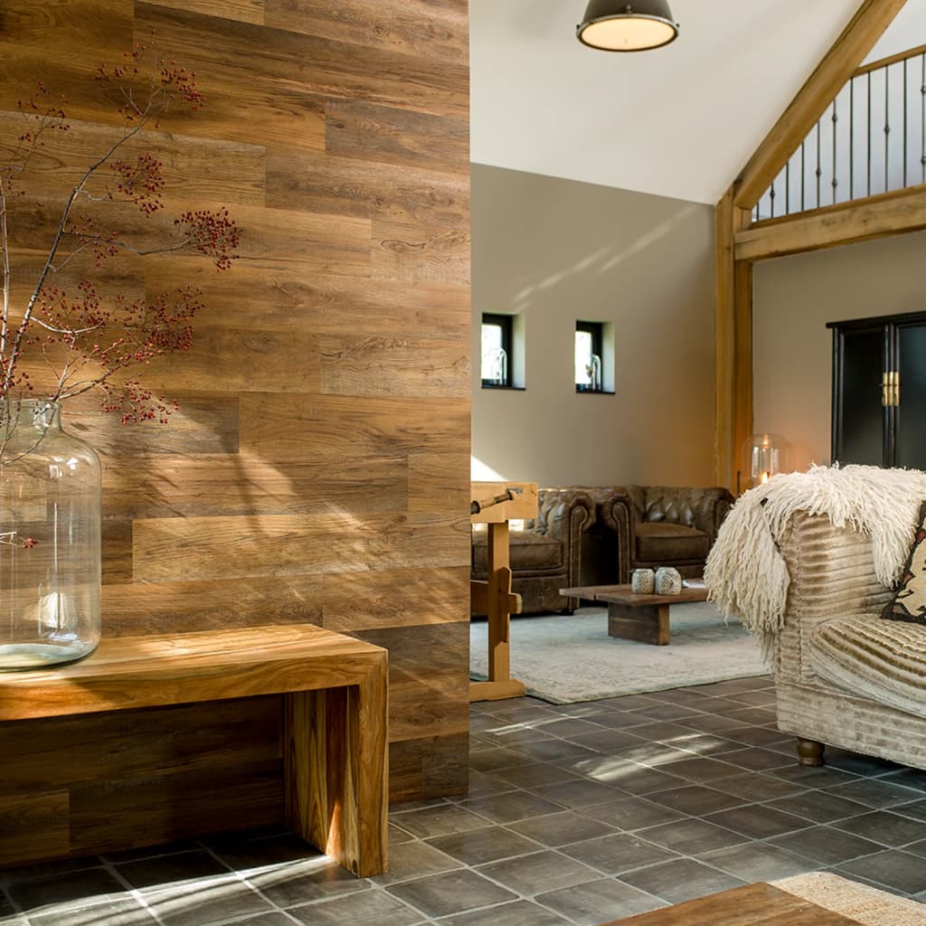 Wallart planks wood-look sandwood oak grinding brown