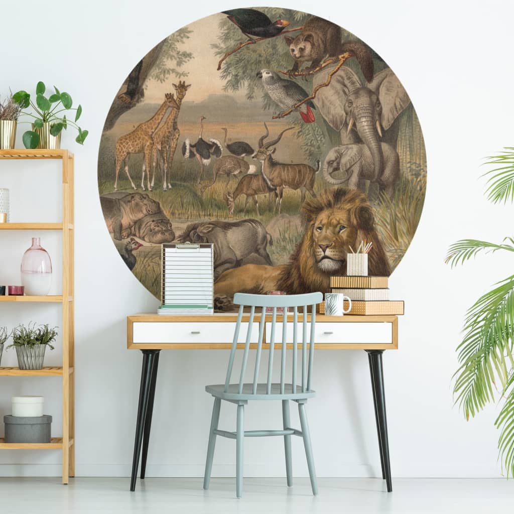 Wallart Wallow Circle Animals of Africa 142,5 cm