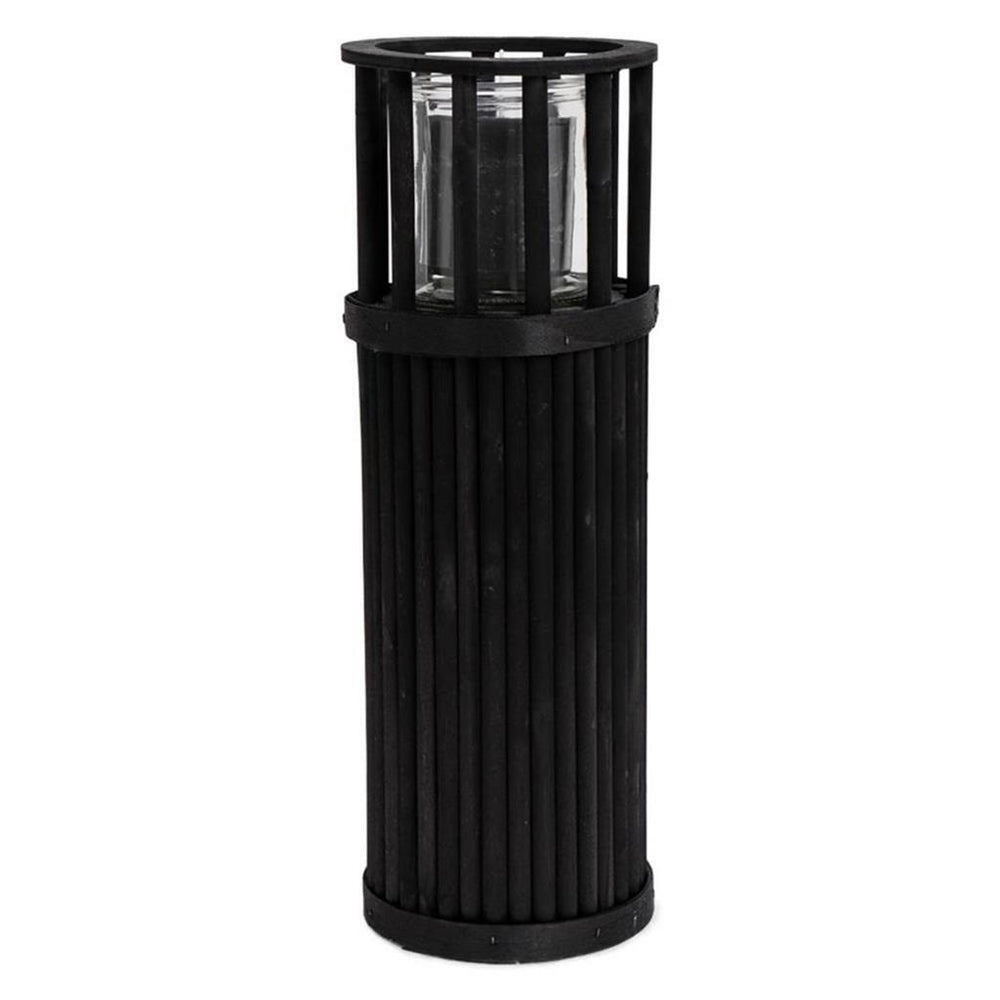 Senza lantern pillar 40 cm black wood