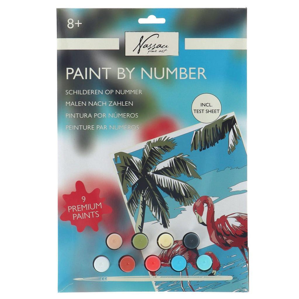 Nassau Fine Art Nassau Painting by Numbers Flamingo - Includes 9 Paint Pots and Brush