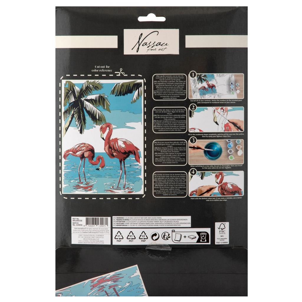 Nassau Fine Art Nassau Painting by Numbers Flamingo - Includes 9 Paint Pots and Brush