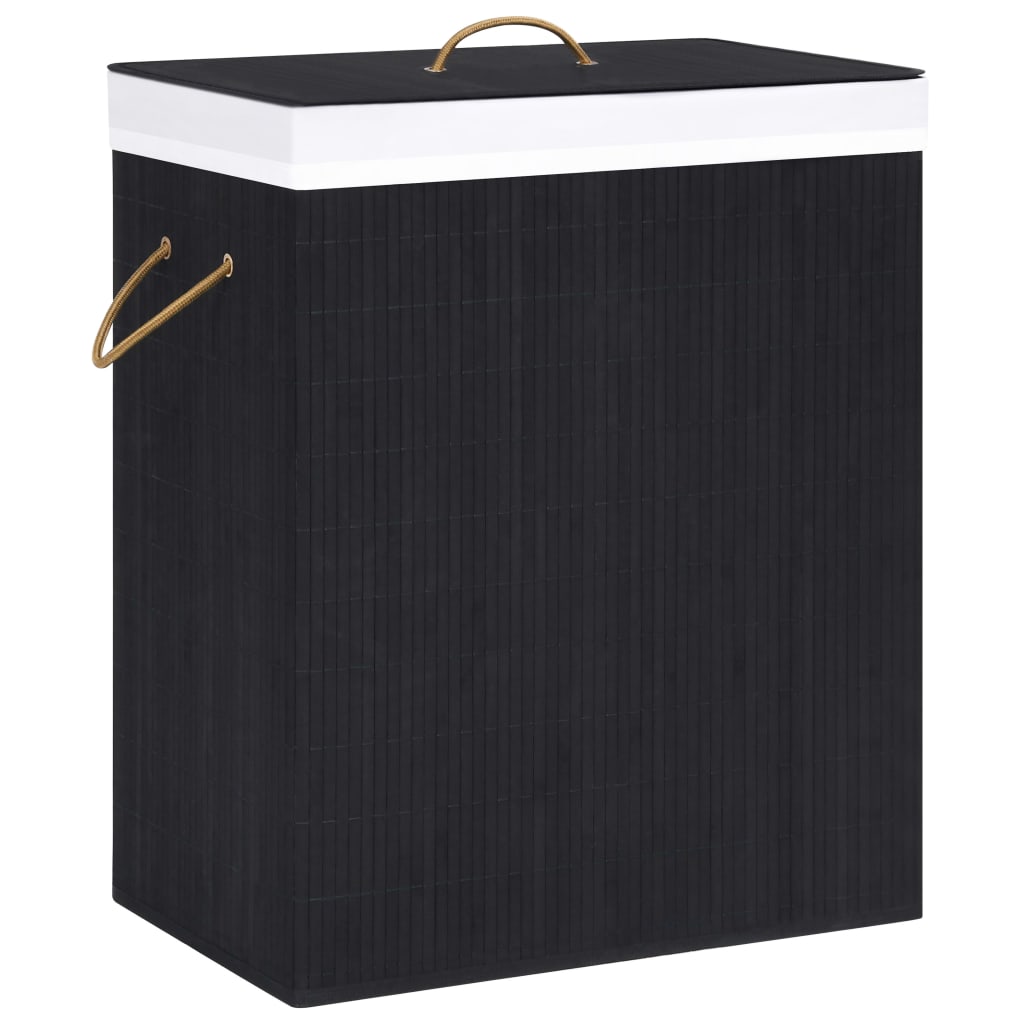 Canasta de lavandería Vidaxl con 1 caja 83 L Bamboo Negro