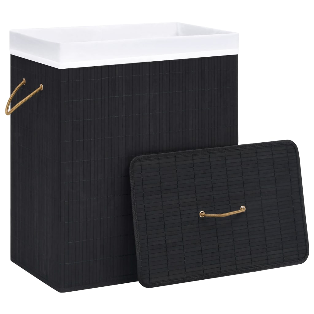 Canasta de lavandería Vidaxl con 1 caja 83 L Bamboo Negro