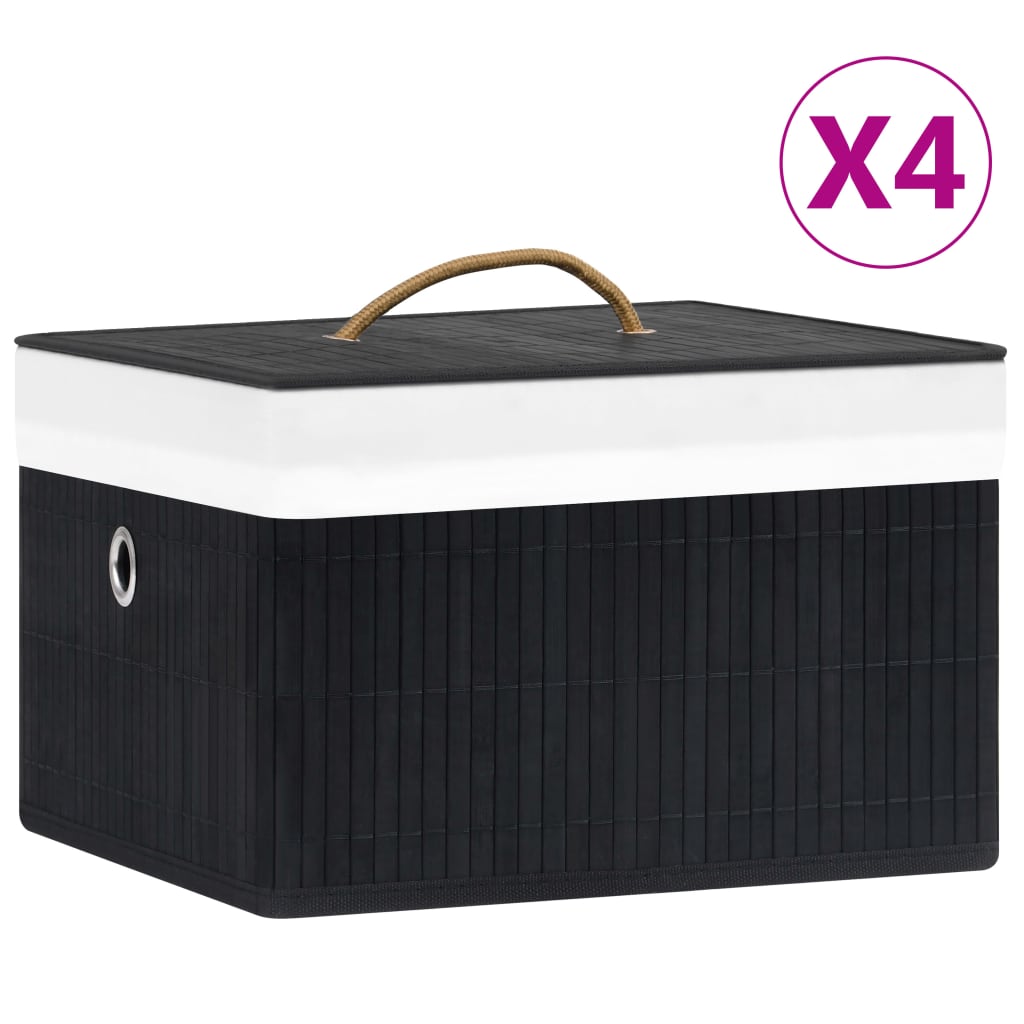 Vidaxl storage boxes 4 pcs bamboo black