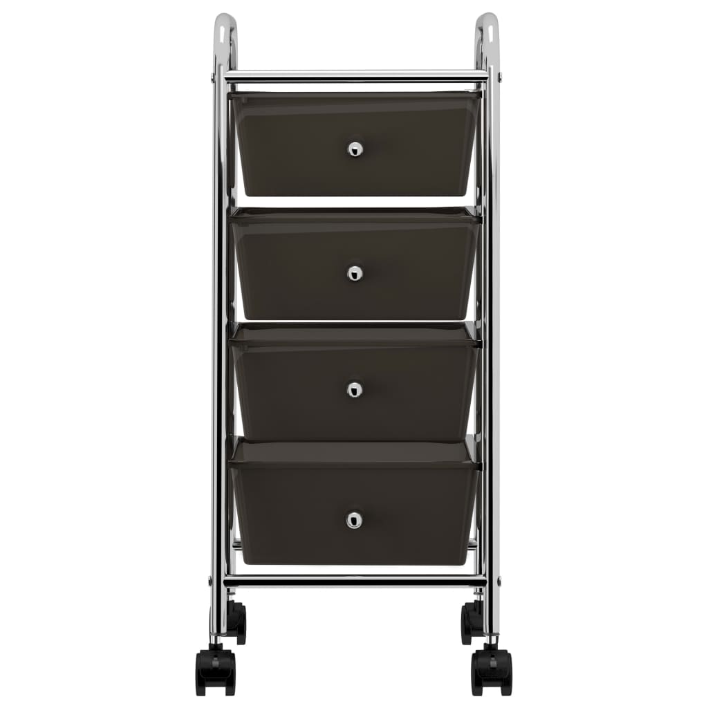 Vidaxl mobile storage trolley with 4 drawers, plastic, black