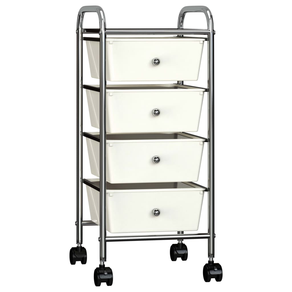 Vidaxl mobile storage trolley with 4 drawers, plastic, white