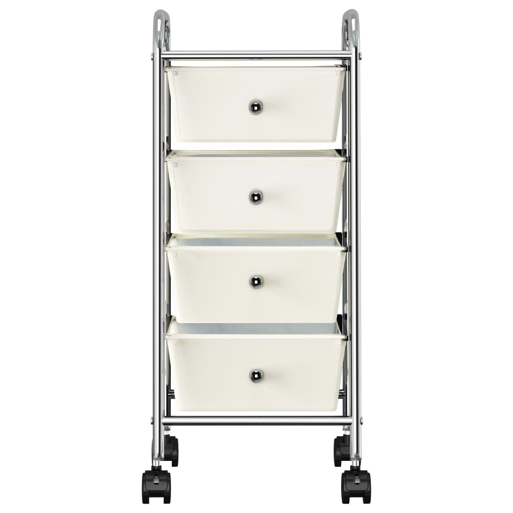 Vidaxl mobile storage trolley with 4 drawers, plastic, white