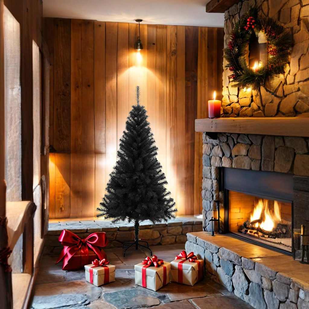 Vidaxl Kunstkerstboom med standard 150 cm PVC svart