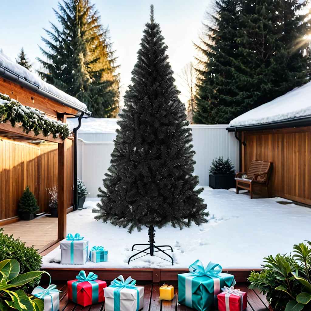 Vidaxl Kunstkerstboom med standard 210 cm PVC svart