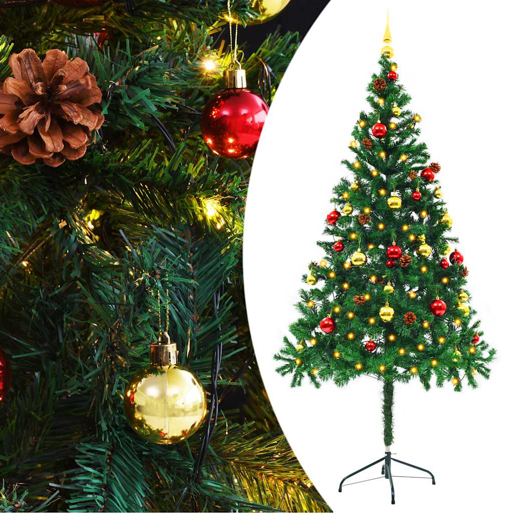 Vidaxl Artificial Christmas Tree with Lights and Baubles 180 cm Green