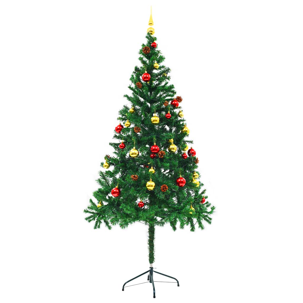 Vidaxl Artificial Christmas Tree with Lights and Baubles 180 cm Green