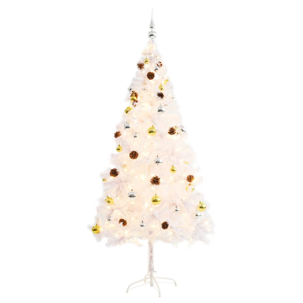 Vidaxl Artificial Christmas Tree with Lights and Baubles 180 cm White