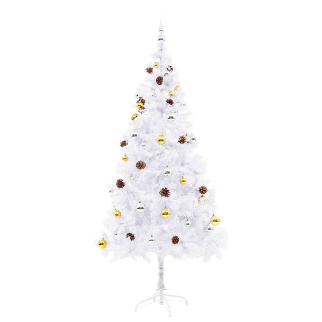 Vidaxl Artificial Christmas Tree with Lights and Baubles 180 cm White