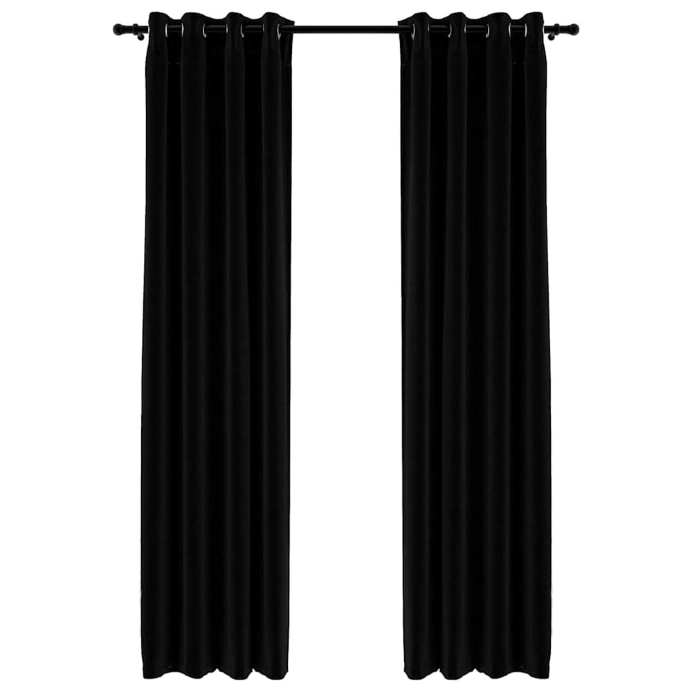 Vidaxl curtains linen look blackout eyelets 2 pcs 140x225 cm black
