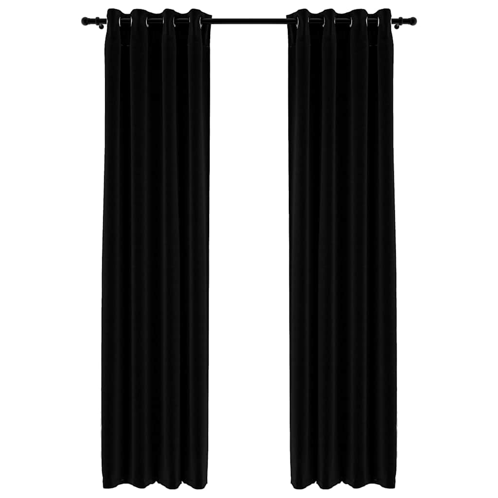 Vidaxl curtains linen look blackout eyelets 2 pcs 140x225 cm black