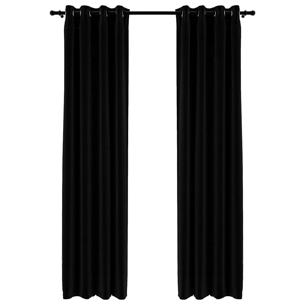 Vidaxl gordijnen linnen-look verduisterend ogen 2 st 140x245 cm zwart