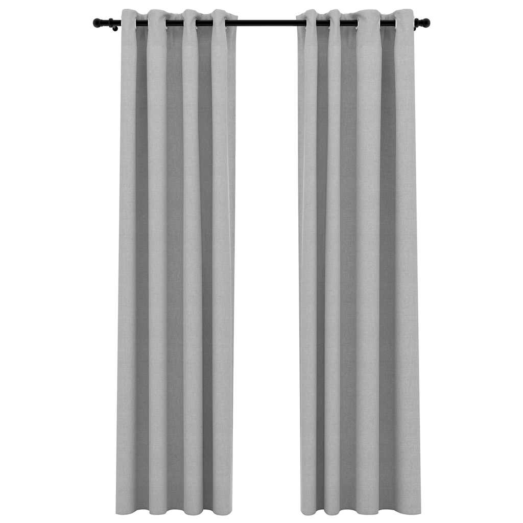 Vidaxl curtains linen look blackout eyelets 2 pcs 140x225 cm gray