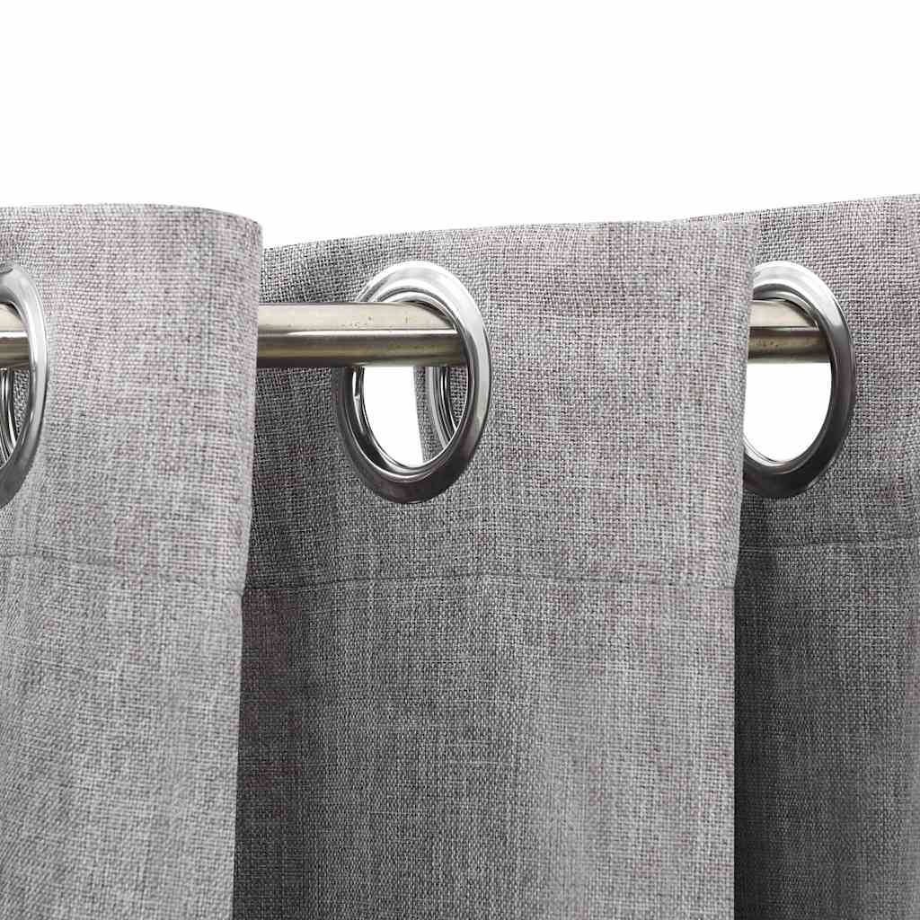 Vidaxl curtains linen look blackout eyelets 2 pcs 140x225 cm gray
