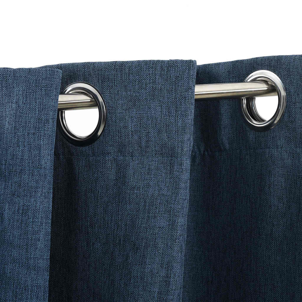 Vidaxl curtains linen look blackout eyelets 2 pcs 140x225 cm blue