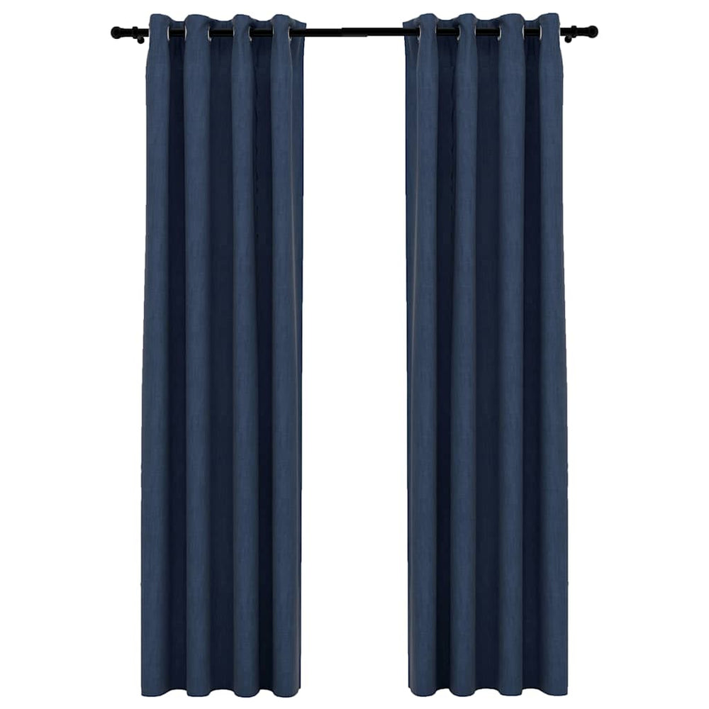 Cortinas Vidaxl Lino Mire los ojos condenatorios 2 ST 140X245 CM AZUL