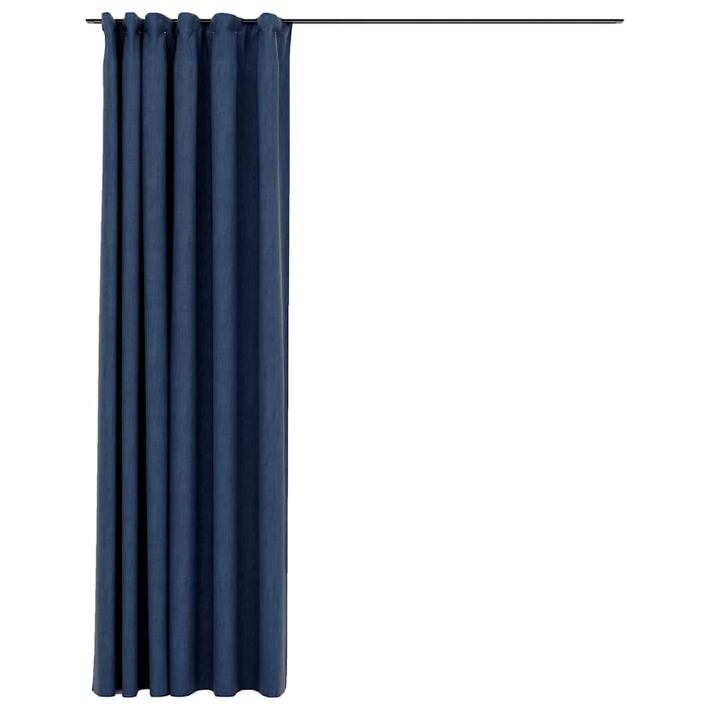 Vidaxl curtain linen look blackout with hooks 290x245 cm blue