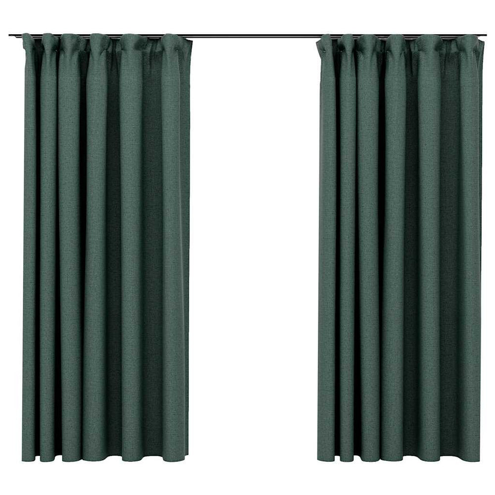 Cortinas de Vidaxl Lino Look Belegios Ganchos 2 ST 140x175 CM Verde