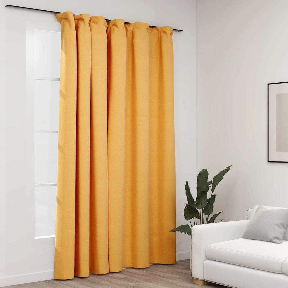 Vidaxl linen-look blackout curtain with hooks 290x245 cm yellow