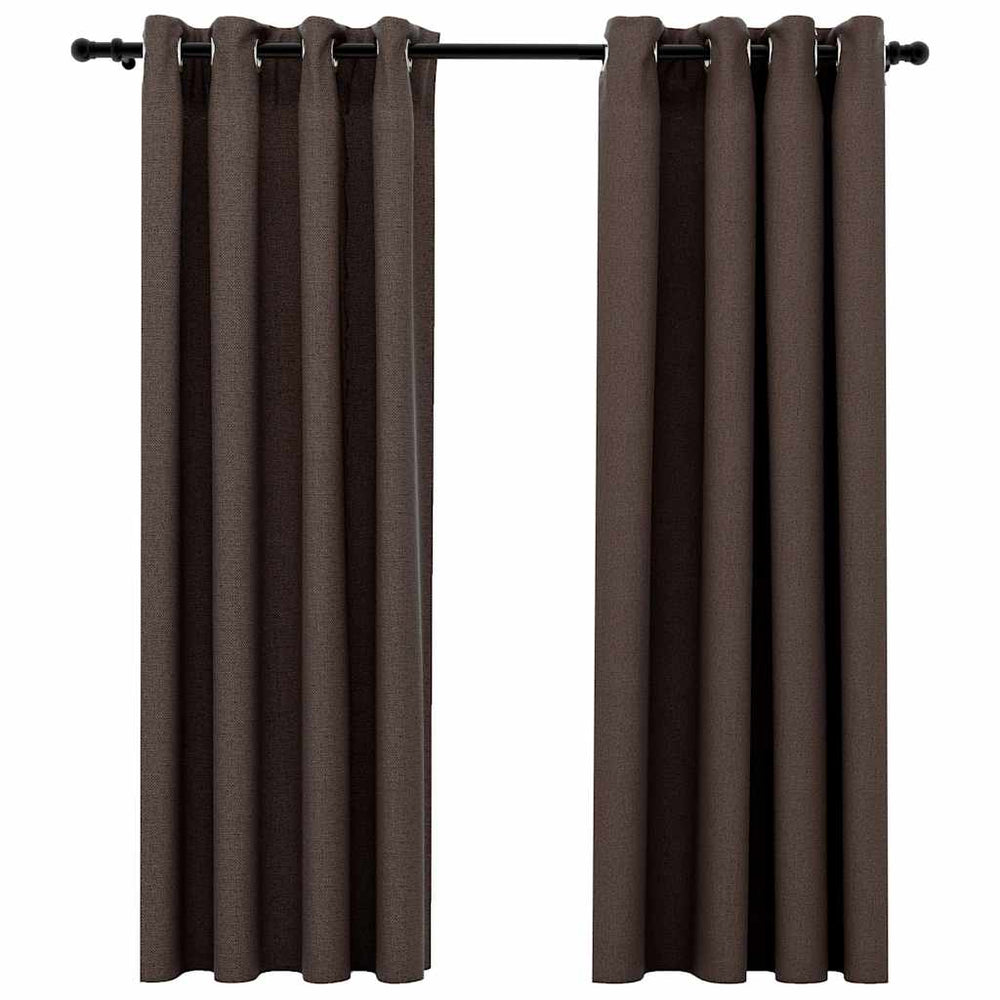 Vidaxl curtains linen look blackout eyelets 2 pcs 140x175 cm taupe