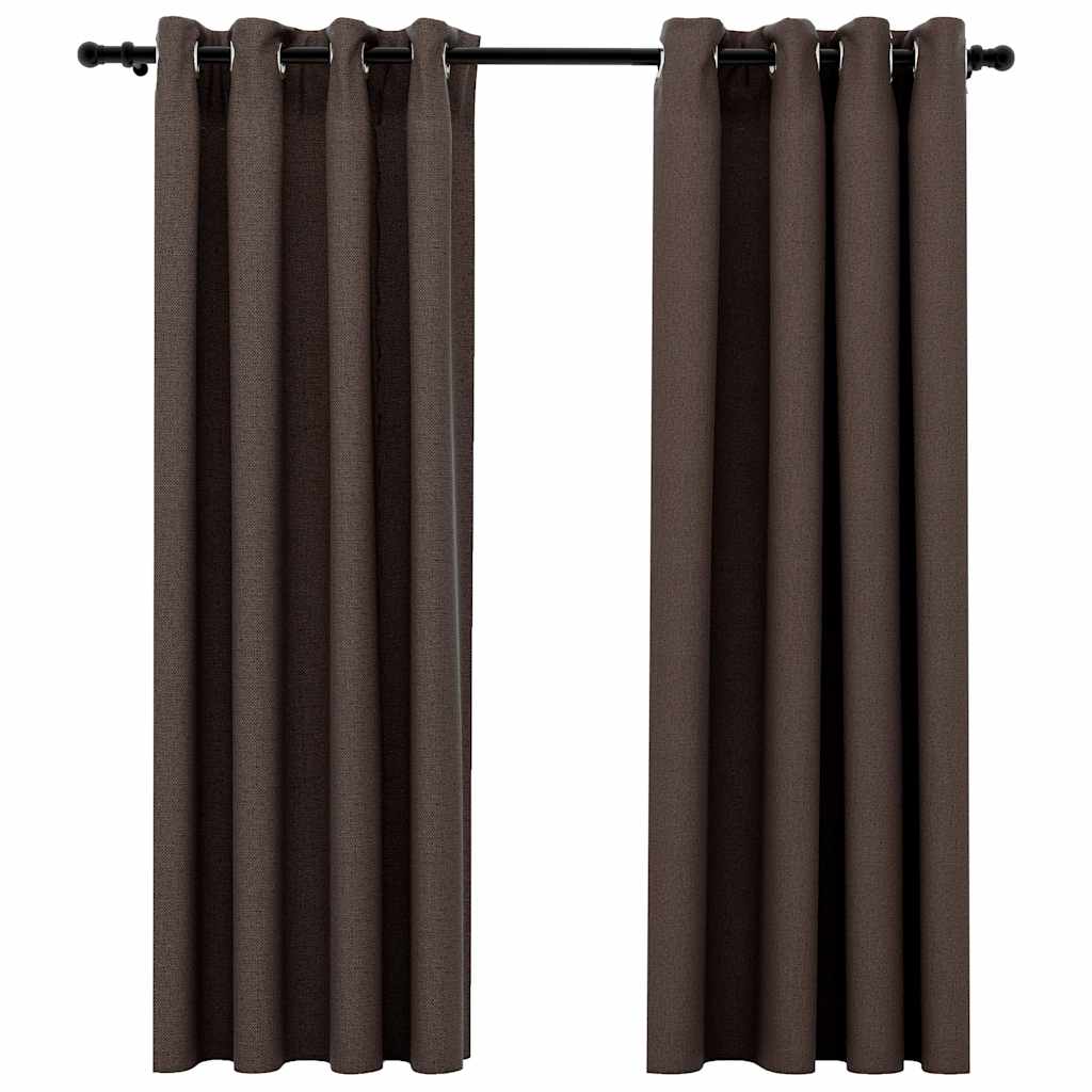 Vidaxl curtains linen look blackout eyelets 2 pcs 140x175 cm taupe