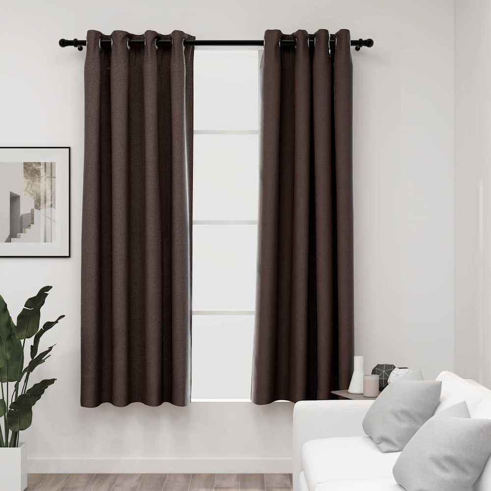 Vidaxl curtains linen look blackout eyelets 2 pcs 140x175 cm taupe