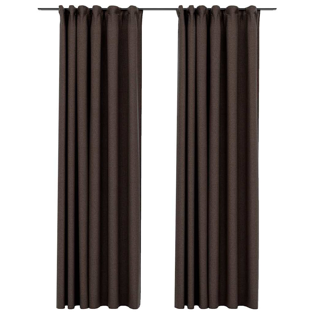 Vidaxl curtains linen look blackout hooks 2 pcs 140x245 cm taupe