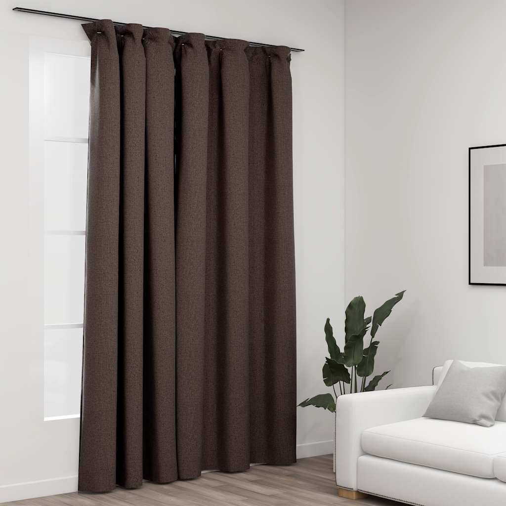 Vidaxl linen-look blackout curtain with hooks 290x245 cm taupe
