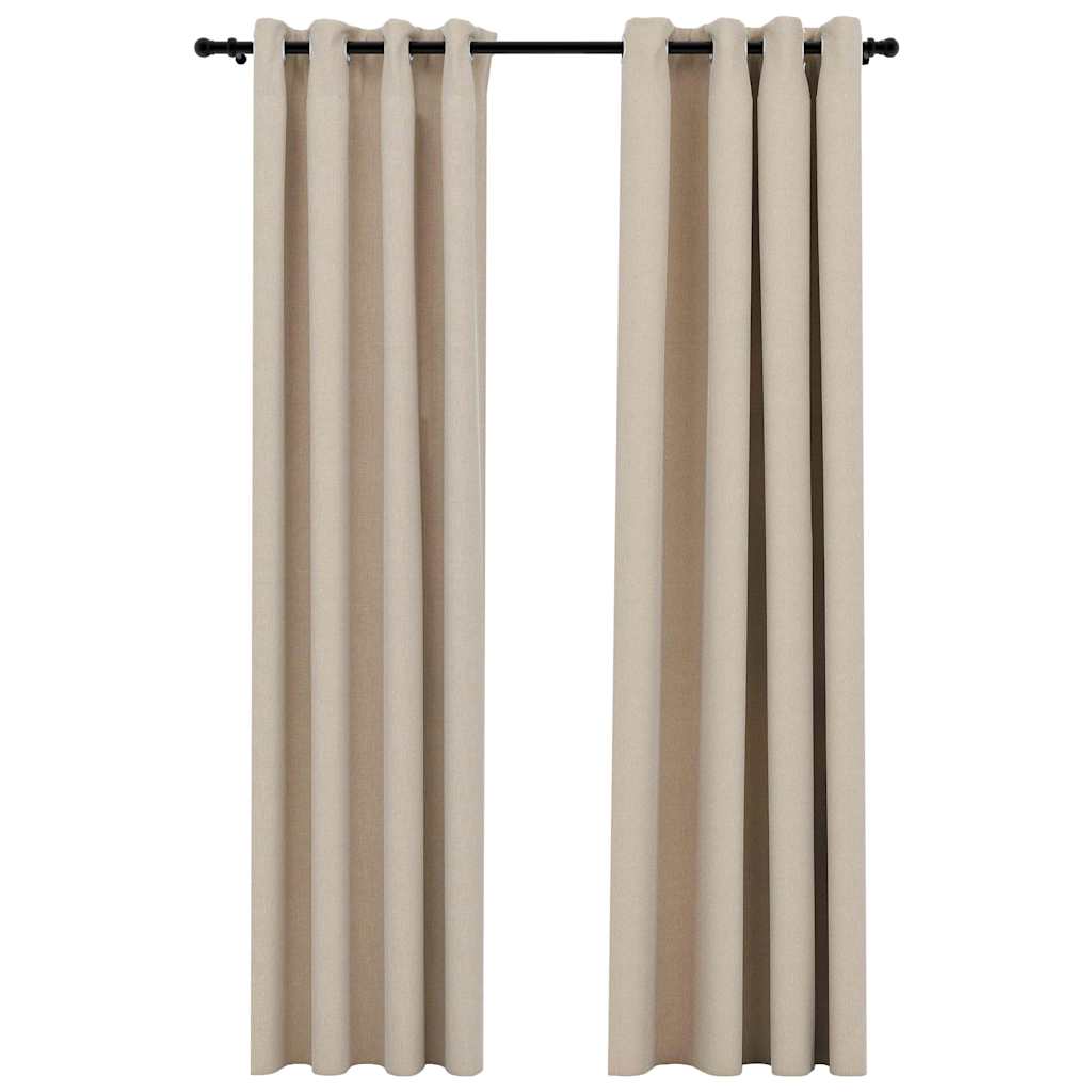 Vidaxl curtains linen look blackout eyelets 2 pcs 140x245 cm beige