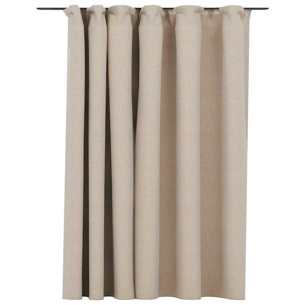 Vidaxl Curtain -Leinen sehen mit Hooks 290x245 cm Beige verdammt aus