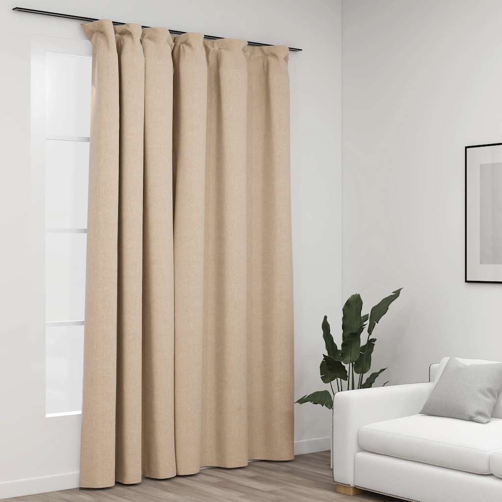 Vidaxl Curtain -Leinen sehen mit Hooks 290x245 cm Beige verdammt aus