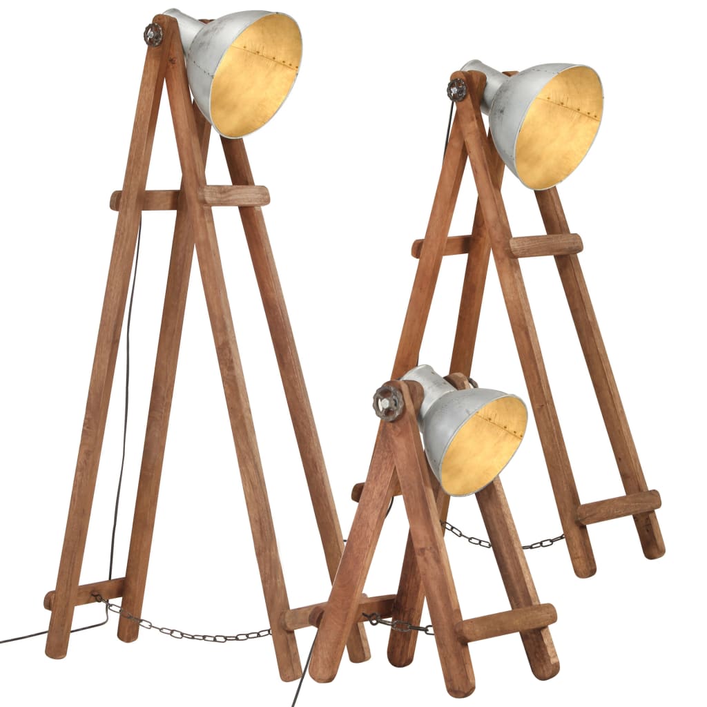 Vidaxl floor lamps 3 pcs E27 solid mango wood silver-colored