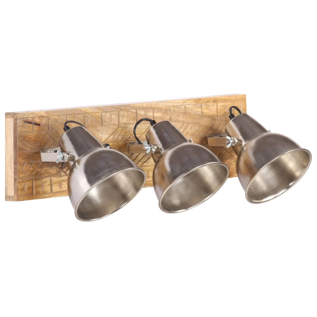 Lampada da parete industriale Vidaxx E27 70x23 cm in legno di mango color argento