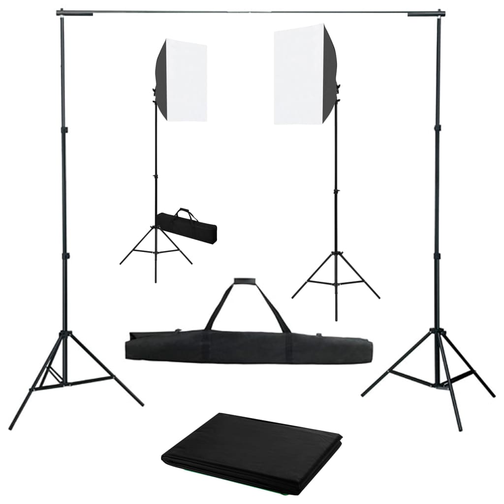 VidaXL fotóstúdió készlet softbox világítással és háttérrel