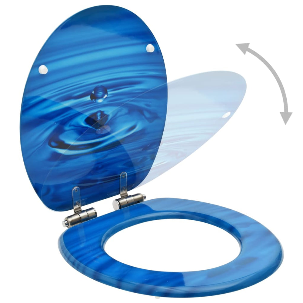 Vidaxl Toilettensitz mit weicher Deckel Wassertropfen MDF Blau