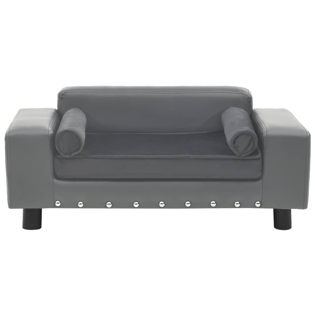 Vidaxl dog bed 81x43x31 cm plush and artificial leather gray